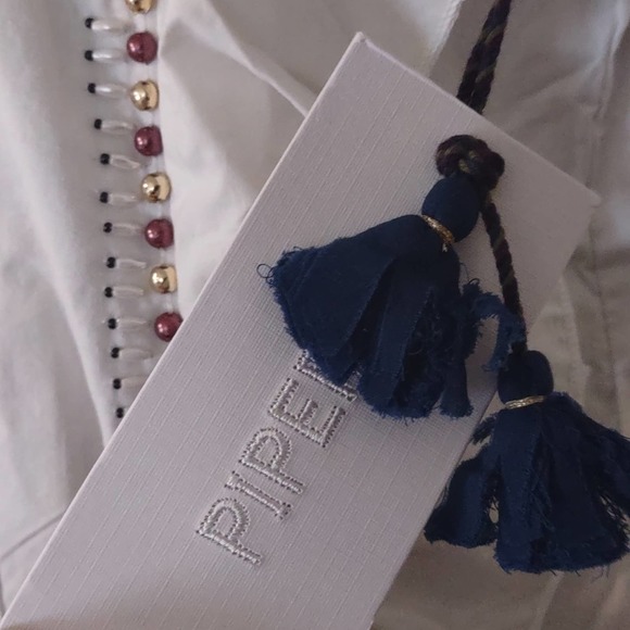 Piper By Townsen Beaded Ruffle Tunic Dress XS White - Picture 3 of 9